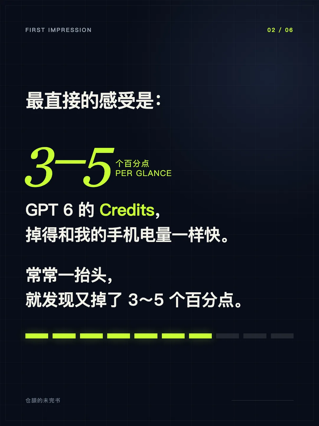 Credits 像手机电量一样下降